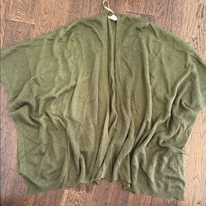Olive Green Women's Poncho Style Sweater